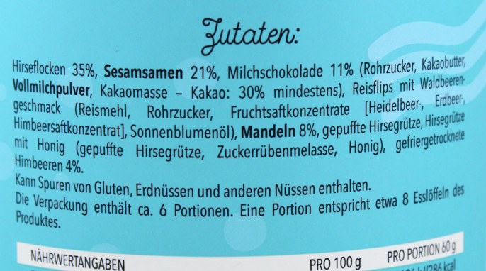 Zutaten, One Day More Müsli für Kinder