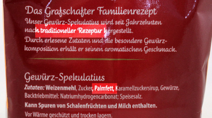 Werbung + Zutatenliste, Borggreve Gewürz-Spekulatius