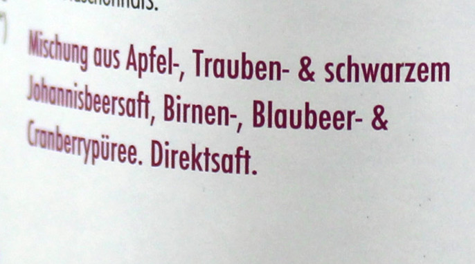 Bezeichnung, Innocent Direktsaft Wilde Blaubeere, Johannisbeere & Cranberry, 2018