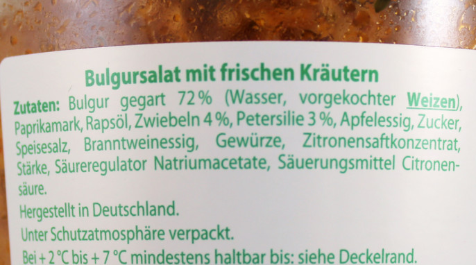 Zutaten, Penny Bulgursalat mit frischen Kräutern