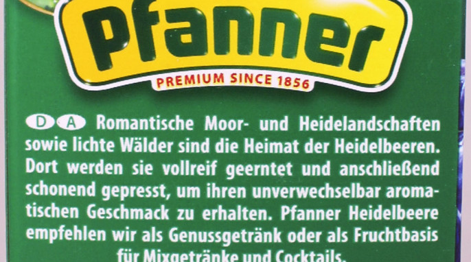 Werbung, Pfanner Heidelbeere   