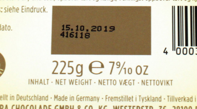 Inhaltsangabe, Feodora Chocolade Täfelchen 37 % Vollmilch-Hochfein