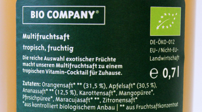 Zutaten, Bio Company Multifruchtsaft