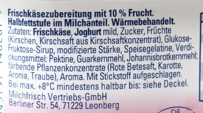 Bezeichnung + Zutaten, Milchfrisch Frucht-Quark