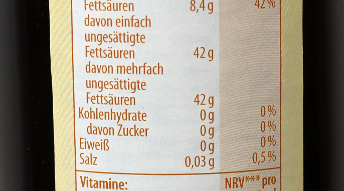 Nährwerte, Globus Omega-3-Salatöl