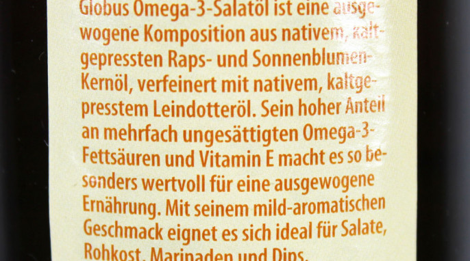 Werbung, Globus Omega-3-Salatöl