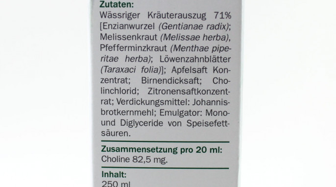 Zutaten, Dr. Dünner Gelber Enziansaft