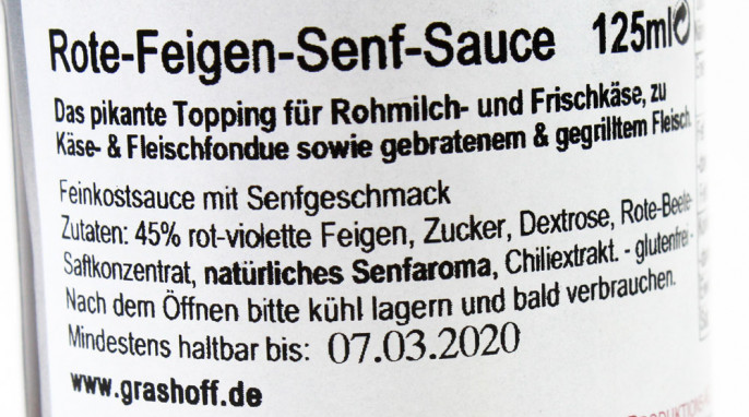 Zutaten, Grashoff Rote Feigen-Senf-Sauce 