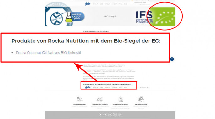 Unterseite “Bio-Siegel”, rockanutrition.de, Screenshot 04.07.2019