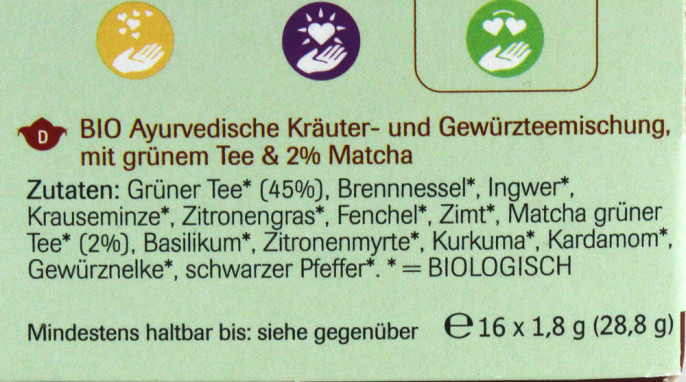 Bezeichnung + Zutaten, Shotimaa Mitgefühl leben Grüner Matcha