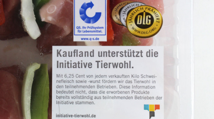 Initiative Tierwohl, Purland Frische Fleischspieße vom Schwein mit Paprika und Zwiebeln