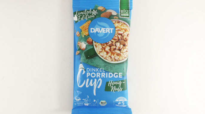 Davert Dinkel Porridge Cup Honig-Nuss