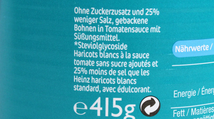 Bezeichnung, Heinz Beanz ohne Zuckerzusatz