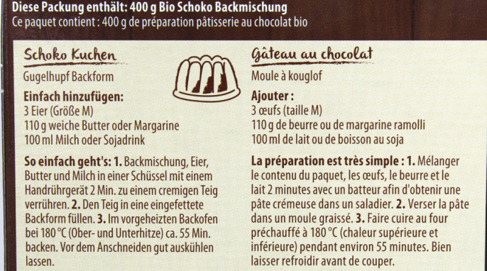 Rezept Schoko Kuchen, Alnavit Bio Schoko Backmischung