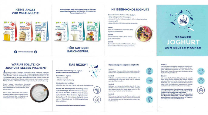 Verpackungsbeilage, Fairment Veganer Joghurt zum selber machen   