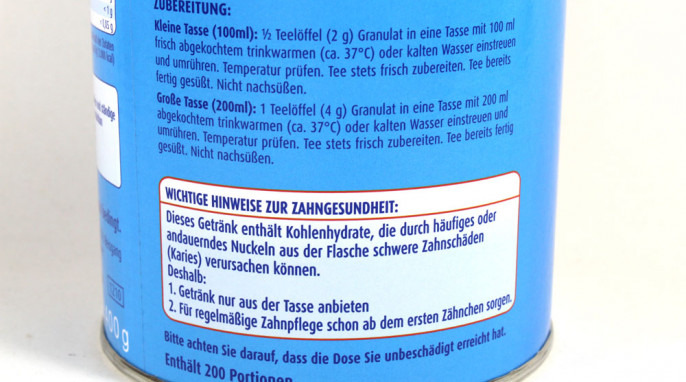 Vom Markt genommen: Zubereitung, Bebivita Kinder-Fencheltee