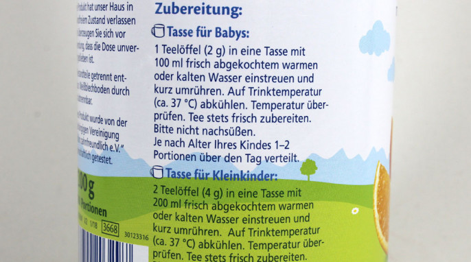 Vom Markt genommen: Zubereitung, Hipp Früchte-Melissen Tee