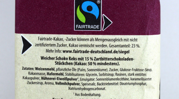 Fairtrade-Anteil, Fair Cookies Soft Baked Zartbitterschokolade 
