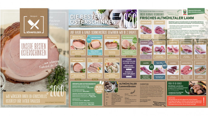 Angebot Kalbsstreichwurst, Flyer „Unsere besten Osterschinken 2020“