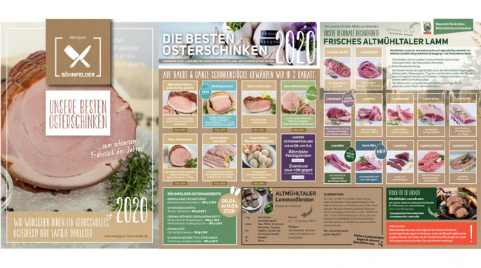 Angebot Kalbsstreichwurst, Flyer „Unsere besten Osterschinken 2020“