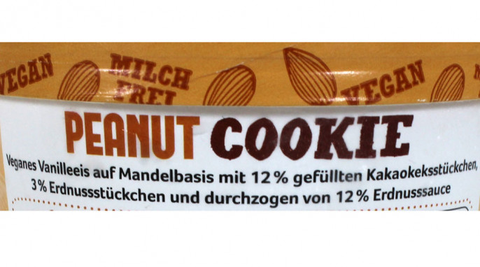 Bezeichnung, Rewe Peanut Cookie Veganes Vanilleeis auf Mandelbasis