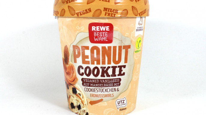 Rewe Peanut Cookie Veganes Vanilleeis auf Mandelbasis