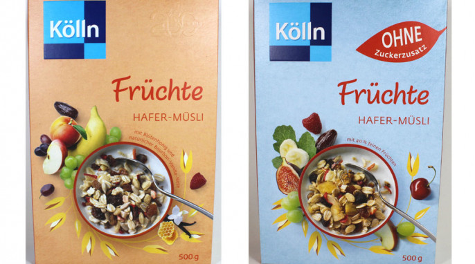 Kölln Früchte Hafer-Müsli ohne Zuckerzusatz und Kölln Früchte Hafer-Müsli