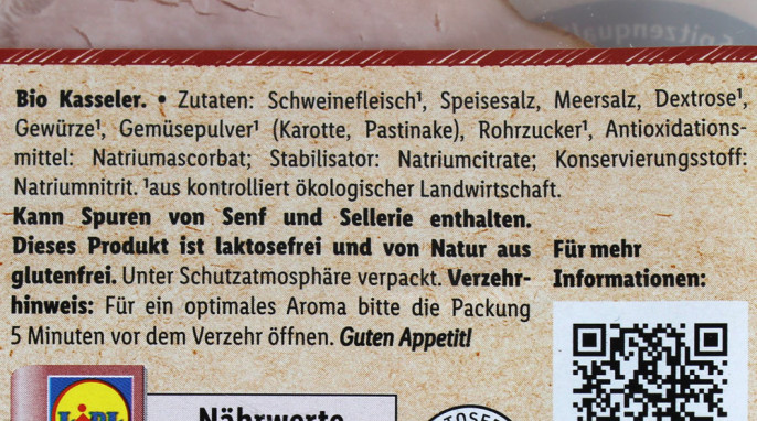 Zutaten, Metzgerfrisch Bio-Kasseler Organic 