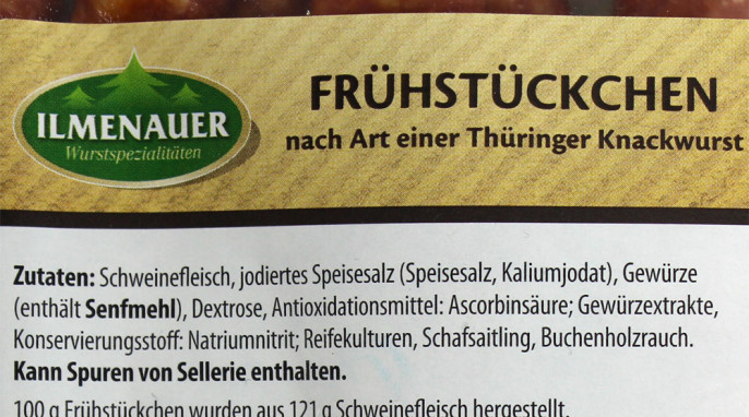 Bezeichnung + Zutaten, Ilmenauer Wurstspezialitäten Frühstückchen