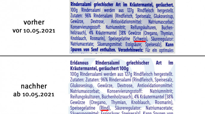 alt: Zutaten, Eridanous Rindersalami im Kräutermantel, vor 10.05.2021; neu: ab 10.05.2021