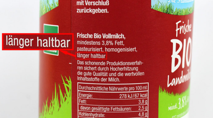 Seitenansicht, Frankenland Frische Bio Landmilch