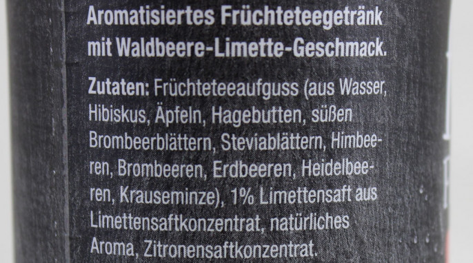 Zutaten, Teekanne fresh Früchtetee Waldbeere Limette