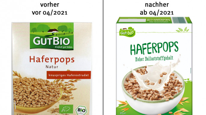 alt: GutBio Haferpops Natur, vor 04/2021; neu: ab 04/2021, GutBio Haferpops, Herstellerfoto