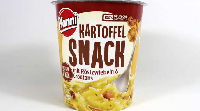 Pfanni Kartoffel Snack mit Röstzwiebeln und Croutons