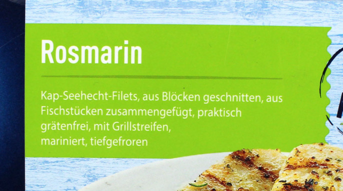 Abbildung + Hinweis, Golden Seafood Kap-Seehecht-Filets Rosmarin