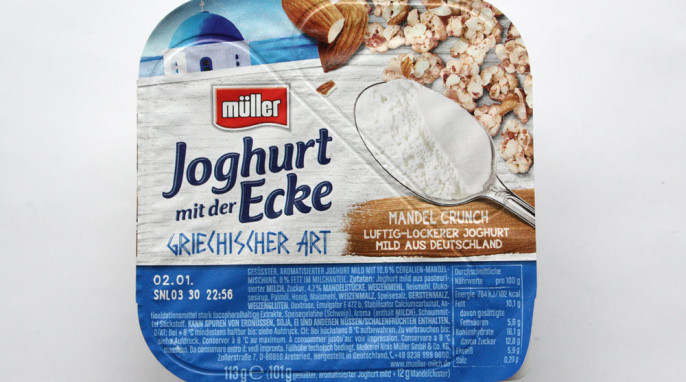 Müller Joghurt mit der Ecke Griechischer Art Mandelcrunch 