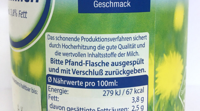 Seitenansicht, Thüringer Land Frische Landmilch