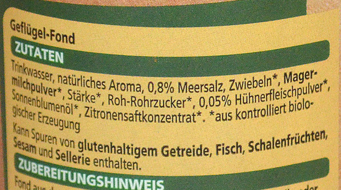 Zutaten, Real Bio Geflügel Bio-Fond