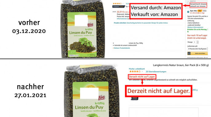 alt: „Linsen du Puy“, amazon.de, 03.12.2020; neu: 27.01.2021