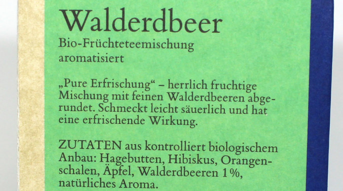 Bezeichnung und Zutaten, Sonnentor Walderdbeer Bio-Früchteteemischung 