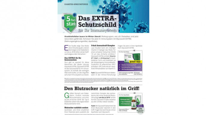 Anzeige „Glycowohl extra“, Diabetes Living, Ausgabe 06/2020, Seite 7