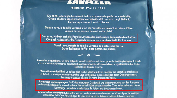 Rückseite, Lavazza Classico, Kaffeepads 