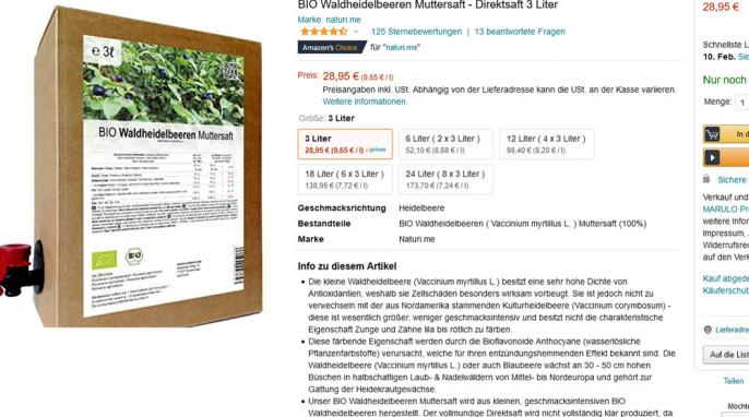Angebot Marulo Bio Waldheidelbeeren Muttersaft, tilia.bio, 05.02.2021