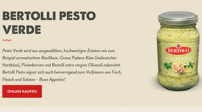 Werbung, Bertolli Pesto verde, bertolli.de, 17.03.2021