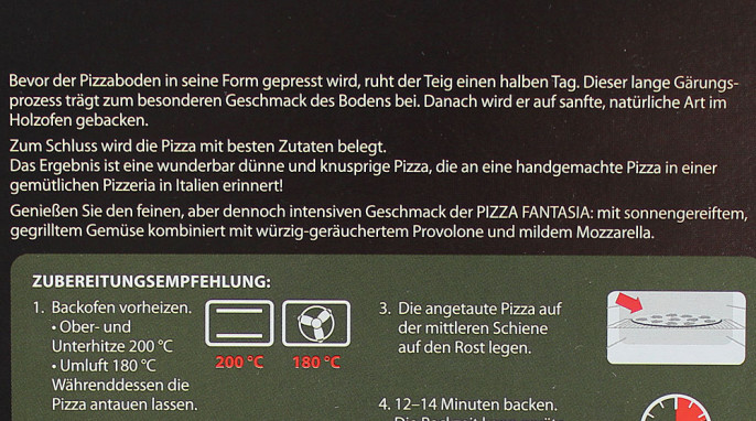 Beschreibung, Pizza‚ ah Holzofen Pizza Fantasia mit Provolone und gegrilltem Gemüse 