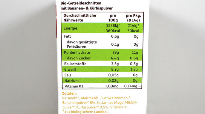 Seitenansicht, Erdbär Freche Freunde Knusperschnitte Banane & Kürbis