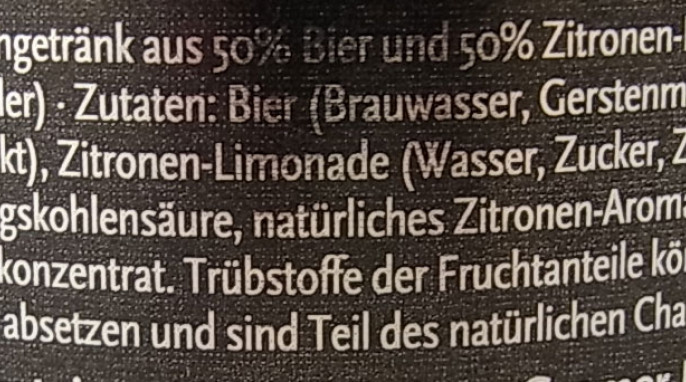 Zutaten, Warsteiner Natur Radler