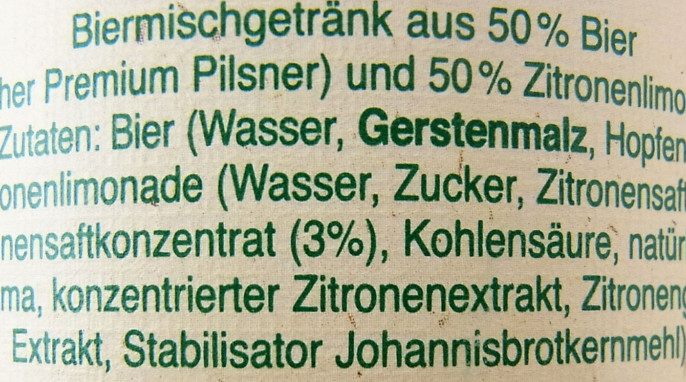 Zutaten, Licher Natur Radler