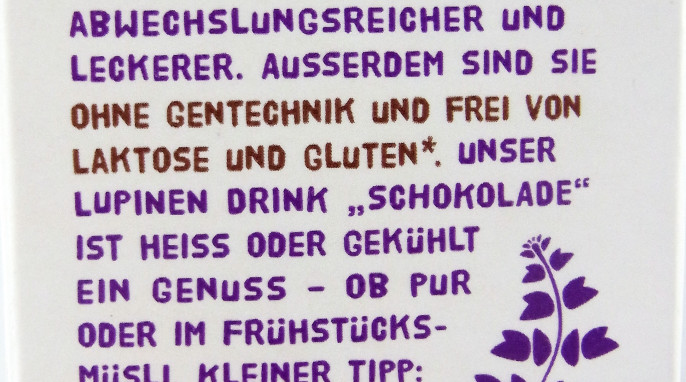 Werbung, LUVE Lupinen Drink Schokolade 