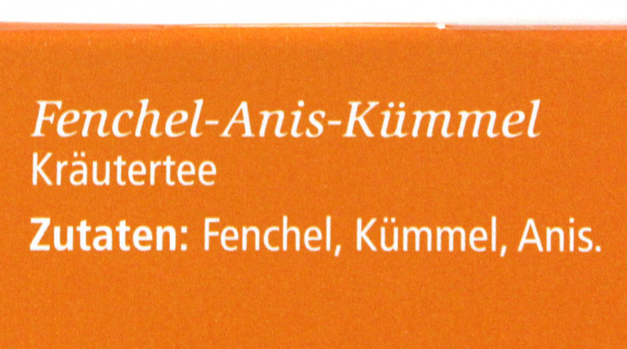 Zutaten, Meßmer Fenchel-Anis-Kümmel Kräutertee